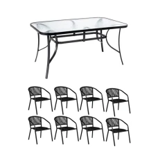 Комплект садовой мебели 4Points Belluno-8 с прямоугольным столом 150х90х70см, Черный
