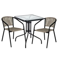 Комплект садових меблів 4Points Riva-2 з квадратним столом 60х60х70см, Сірий