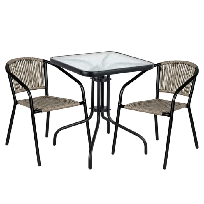 Комплект садових меблів 4Points Riva-2 з квадратним столом 60х60х70см, Сірий