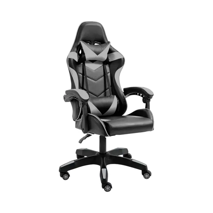 Геймерское игровое компьютерное кресло 4Points GT спортивное для пк с подушками раскладное серое