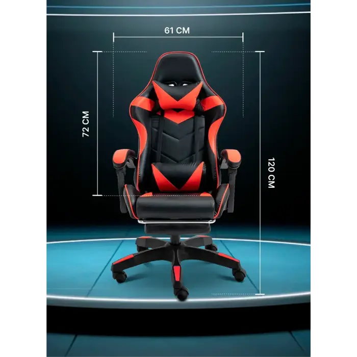 Геймерське комп'ютерне крісло 4Points DL з підставкою для ніг офісне ігрове розкладне для ПК вдома Червоне