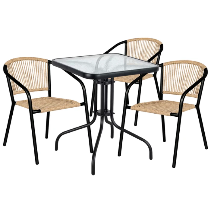 Комплект садових меблів 4Points Riva-3 з квадратним столом 60х60х70см, Коричневий