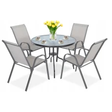 Комплект садових меблів 4Points ARTE-4 круглий стіл 80см, Сірий