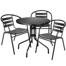 Комплект садових меблів 4Points Trento-3 круглий стіл ?60см з металу, Чорний