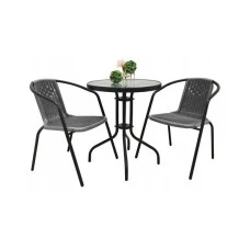 Комплект садових меблів 4Points Bari-2 круглий стіл 60см, Сірий