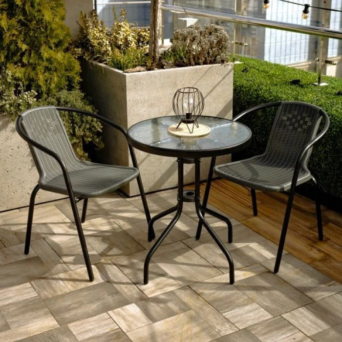 Комплект садових меблів 4Points Bari-2 круглий стіл 60см, Сірий