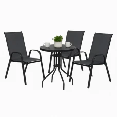 Комплект садових меблів 4Points Como-3 з круглим столом чорний