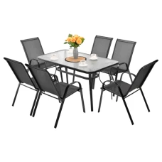 Комплект садовой мебели 4Points Modena-6 с прямоугольным столом 140х80х70см, Черный