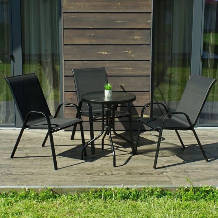 Комплект садових меблів 4Points Udine-3 з круглим столом 60см, Чорний