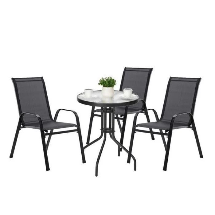 Комплект садових меблів 4Points Udine-3 з круглим столом 60см, Чорний
