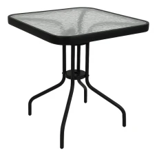 Стіл садовий 4Points Monza квадратний 60x60x70см, прозоре загартоване скло/чорний каркас