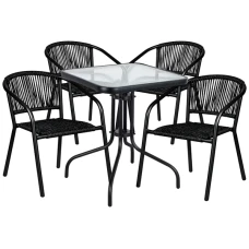 Комплект садових меблів 4Points Riva-4 з квадратним столом 60х60х70см, Чорний