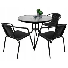 Комплект садових меблів 4Points PRATO-3 з круглим столом 80см, Чорний