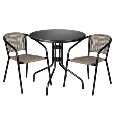 Комплект садовой мебели 4Points Orio-2 круглый стол ?60см стальной, Серый