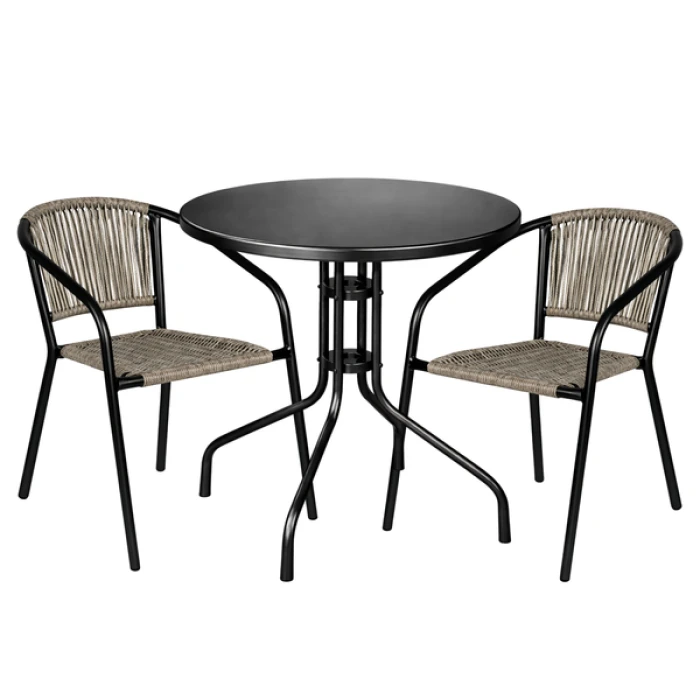 Комплект садовой мебели 4Points Orio-2 круглый стол ?60см стальной, Серый