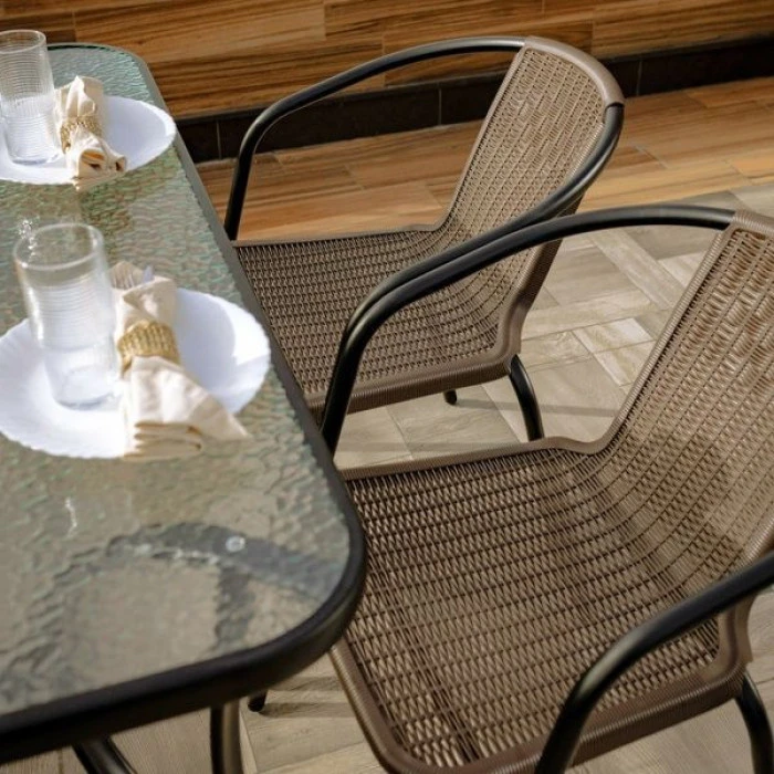 Комплект садовой мебели 4Points Ravello-4 с прямоугольным столом 140x80x70 см, Коричневый