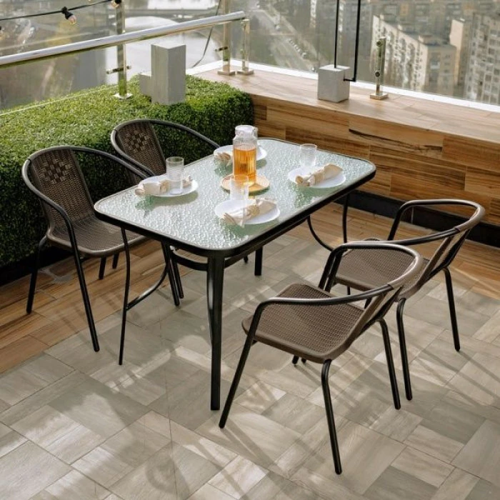 Комплект садовой мебели 4Points Ravello-4 с прямоугольным столом 140x80x70 см, Коричневый