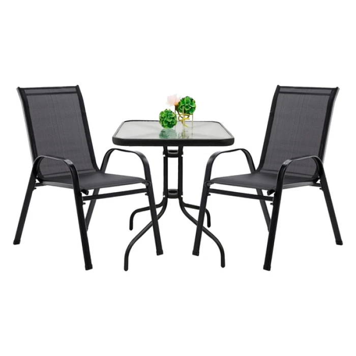 Комплект садових меблів 4Points Grado-2 з квадратним столом 60х60х70см, Чорний