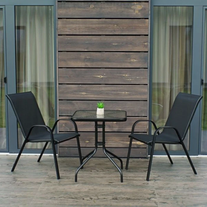 Комплект садових меблів 4Points Grado-2 з квадратним столом 60х60х70см, Чорний
