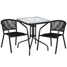 Комплект садовой мебели 4Points Riva-2 с квадратным столом 60х60х70см, Черный