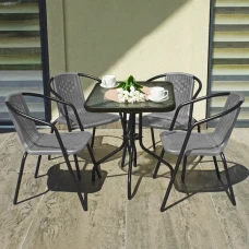 Комплект садовой мебели 4Points Monza-4 с квадратным столом 60х60х70см, Серый