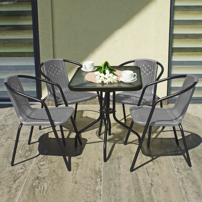 Комплект садовой мебели 4Points Monza-4 с квадратным столом 60х60х70см, Серый