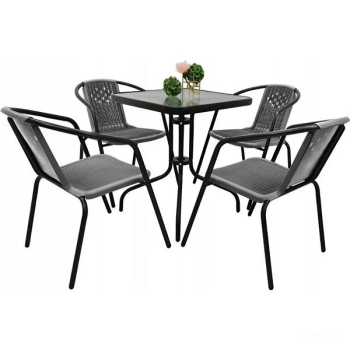 Комплект садовой мебели 4Points Monza-4 с квадратным столом 60х60х70см, Серый