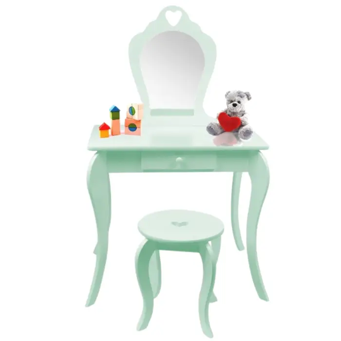 Детский туалетный столик Chomik ELSA с зеркалом + бирюзовый стул.