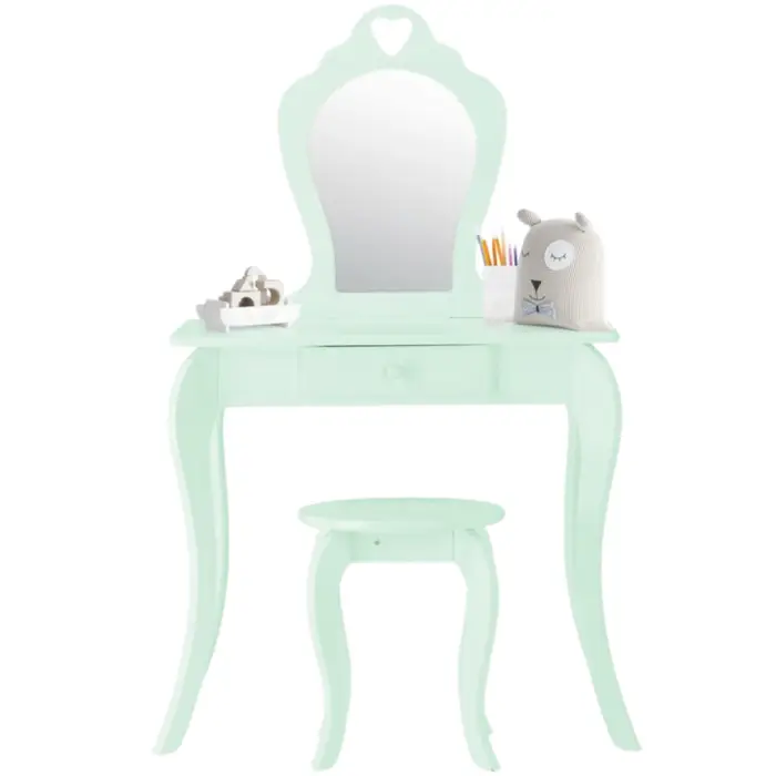 Детский туалетный столик Chomik ELSA с зеркалом + бирюзовый стул.