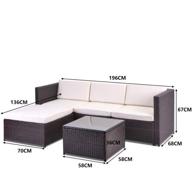 Садові меблі Chomik GARDEN LINE ATRANI коричневий + кремові подушки