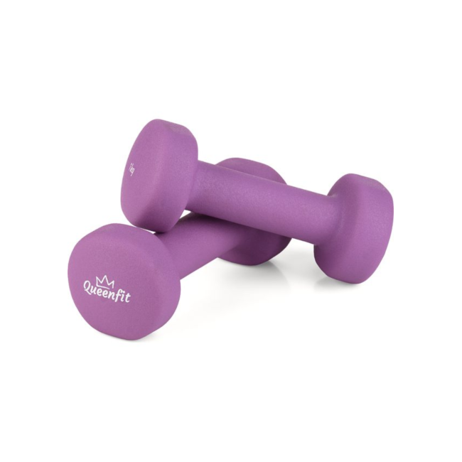 Гантели для фитнеса неопреновые Queenfit 2х1кг фиолетовый