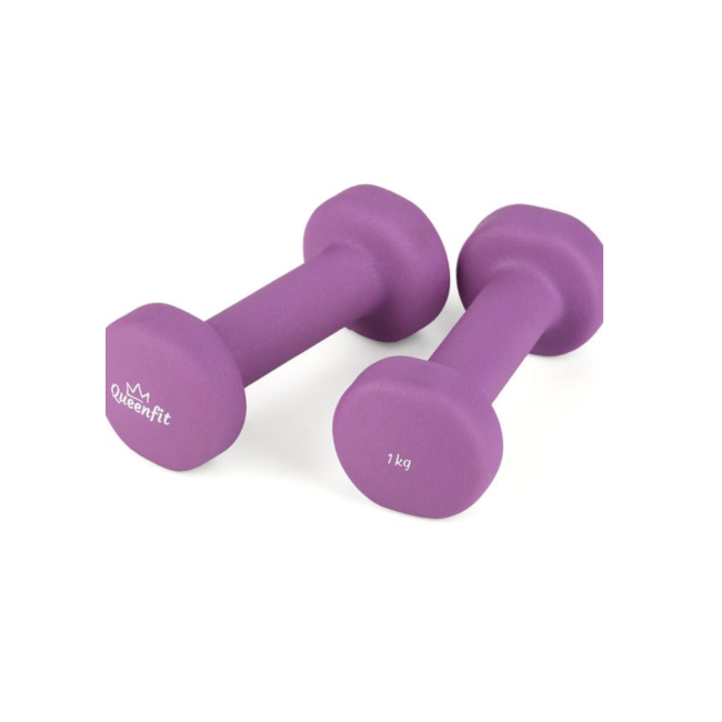 Гантели для фитнеса неопреновые Queenfit 2х1кг фиолетовый