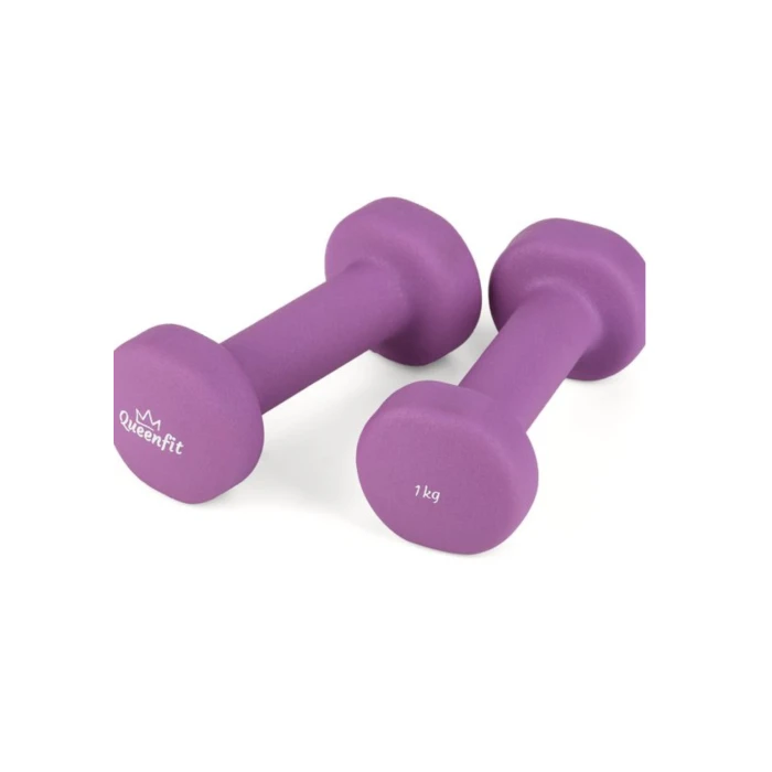 Гантелі для фітнесу неопренові Queenfit 2х1кг фіолетовий