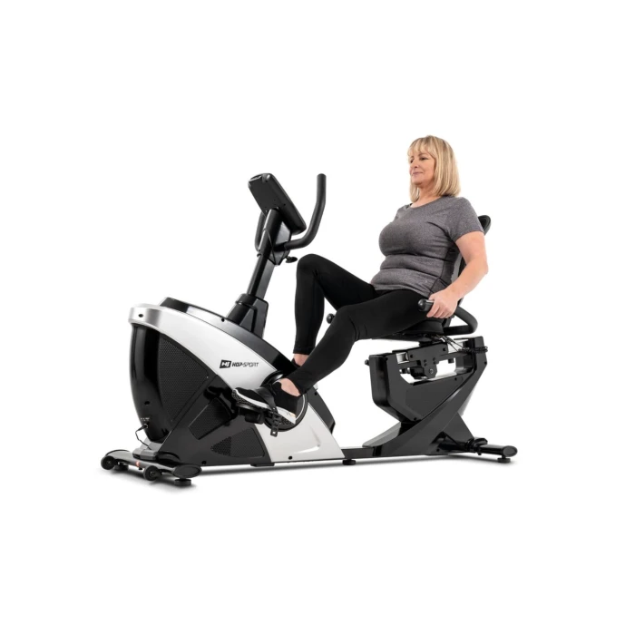 Горизонтальный велотренажер Hop-Sport HS-070L Helix серебристый iConsole+