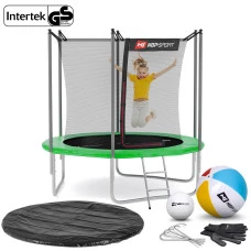 Батут Hop-Sport 8ft (244см) зеленый с внутренней сеткой.