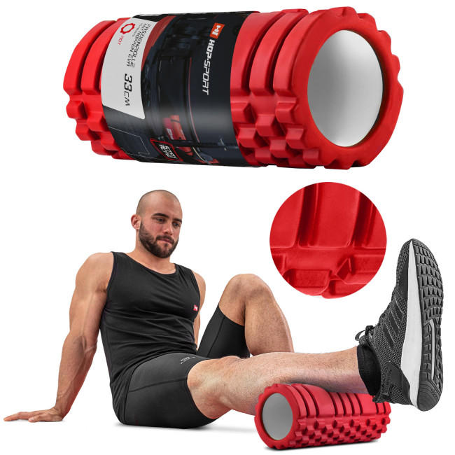 Роллер масажер (валик, ролик) Hop-Sport EVA 33см HS-A033YG червоний