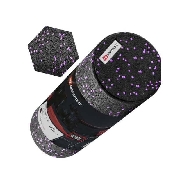 Роллер массажер (валик, ролик) гладкий заполненный Hop-Sport HS-P033SYG EPP 33см черно-фиолетовый