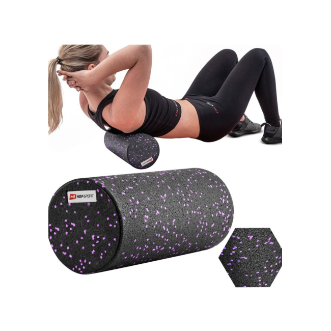 Роллер массажер (валик, ролик) гладкий заполненный Hop-Sport HS-P033SYG EPP 33см черно-фиолетовый