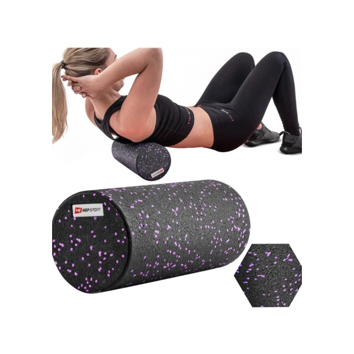 Роллер масажер (валик, ролик) гладкий заповнений Hop-Sport HS-P033SYG EPP 33см чорно-фіолетовий
