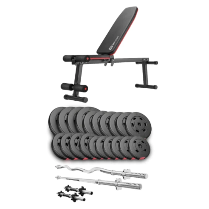 Набір Hop-Sport Premium 105кг з лавою HS-1010 Pro, штангами та гантелями