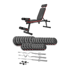 Набор Hop-Sport Premium 173кг со скамьей HS-2040 HB, штангами и гантелями.