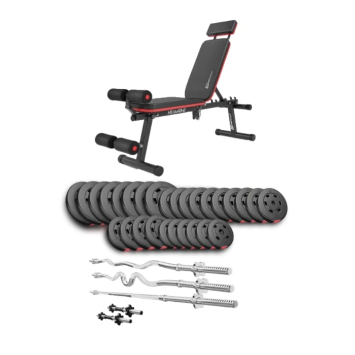 Набір Hop-Sport Premium 173кг з лавою HS-2040 HB, штангами та гантелями