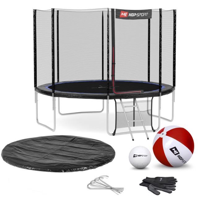 Батут Hop-Sport 12ft (366см) черно-синий с наружной сеткой