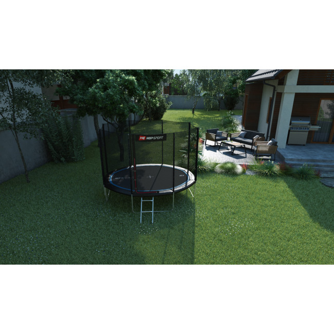 Батут Hop-Sport 12ft (366см) черно-синий с наружной сеткой