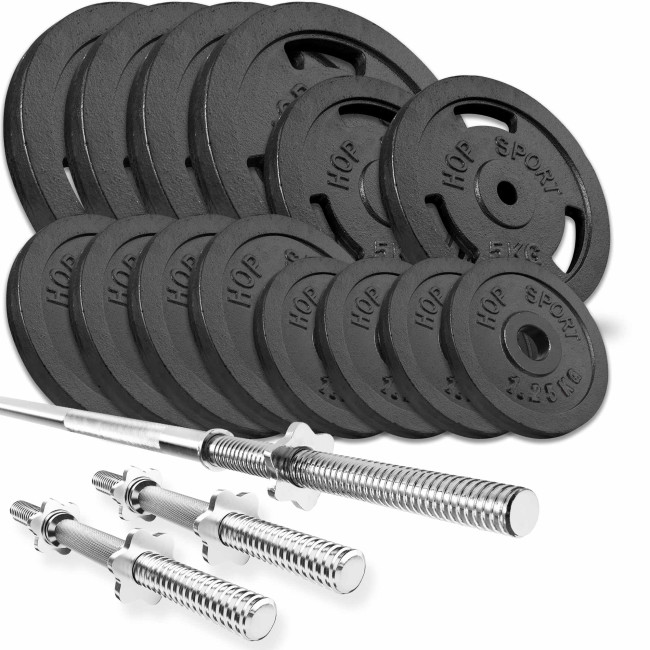 Набор STRONG 79кг с прямыми и гантельными грифами.