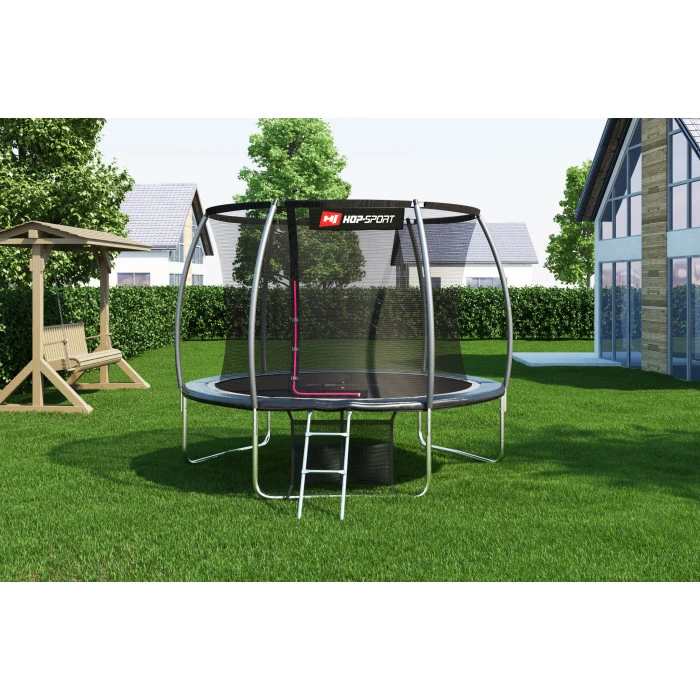 Батут Hop-Sport Premium 10ft (305см) чорно-сірий з внутрішньою сіткою