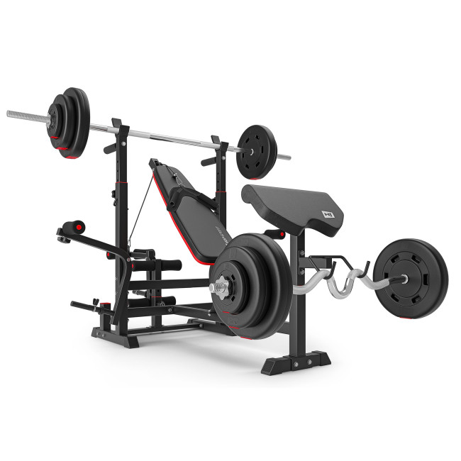 Набір Hop-Sport Premium 135кг з лавою HS-1075 Pro, штангами та гантелями