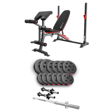 Набір Hop-Sport Premium 38кг з лавою HS-1095, штангою та гантелями