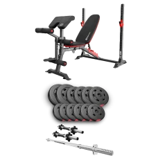 Набір Hop-Sport Premium 38кг з лавою HS-1095, штангою та гантелями