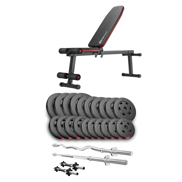 Набір Hop-Sport Premium 105кг з лавою HS-1010 Pro, штангами та гантелями